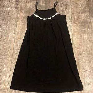 Old Navy- black sleeveless cotton dress with mini poms in front Size M Like new